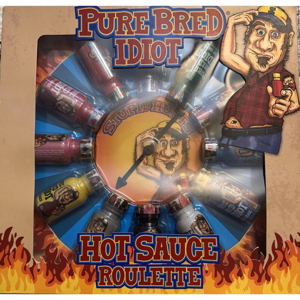 Pure Bred Idiot  Hot Sauce Roulette Game  12 - 0.75 Ounce Bottles Gift Set NIB